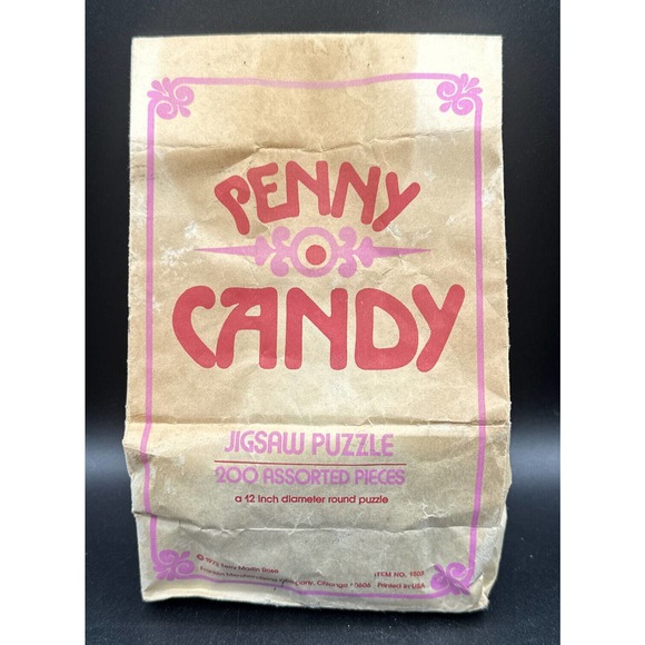 Vintage Rare 1972 Terry Martin Rose Penny Candy Bag Round Puzzle Cute! 5N